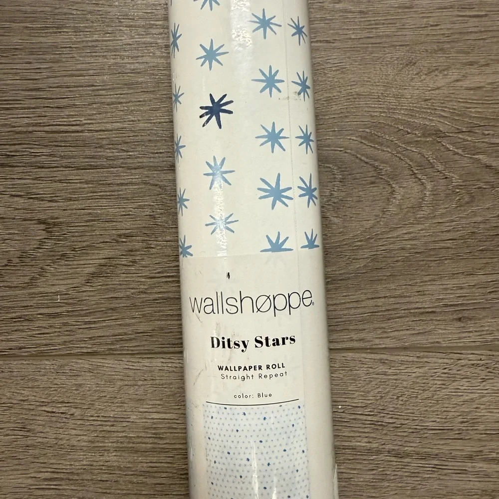 New! Custom Made Ditsy Stars Blue Wallpaper Roll, Covers 52-60 sq. ft.